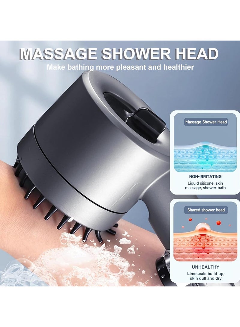 Shower Head with 60 Inch Shower Hose and Water Filter, Ion Drops Shower Head with ON/OFF Switch for Hard Water, High Pressure 4 Spray Mode  - Image 5