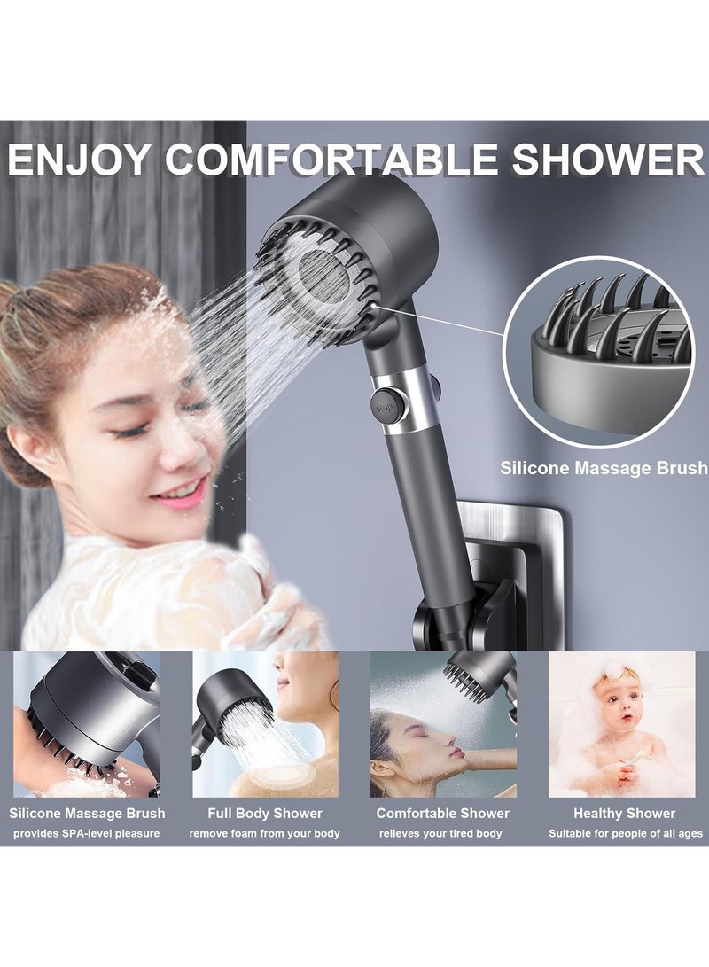 Shower Head with 60 Inch Shower Hose and Water Filter, Ion Drops Shower Head with ON/OFF Switch for Hard Water, High Pressure 4 Spray Mode  - Image 4