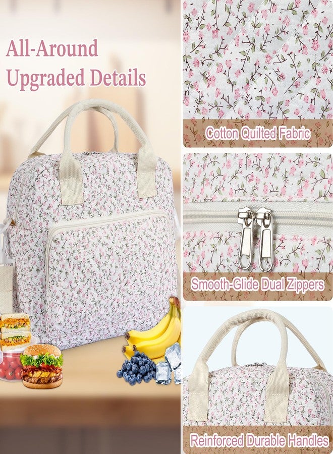 WOBAGMEN Floral Lunch Tote with Insulated Design for Everyday Use(Pink Floral,M) - Image 3