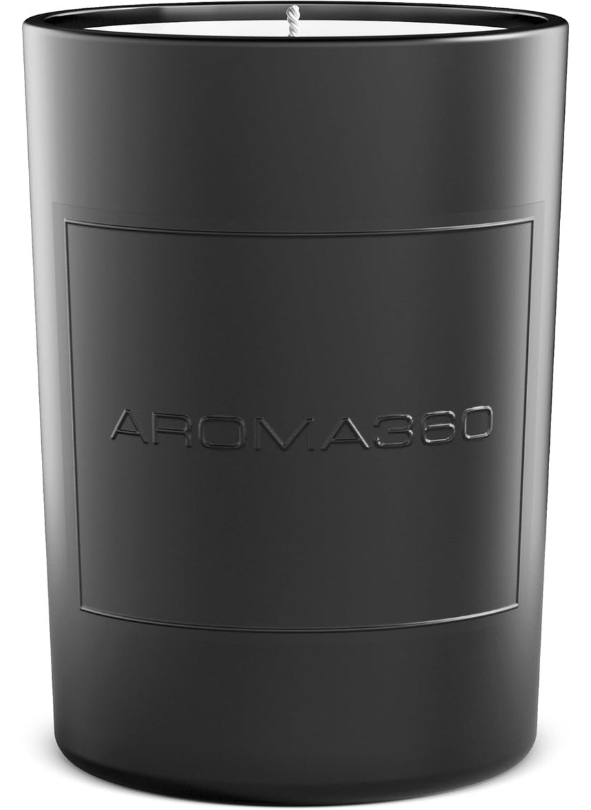AROMA360 Aroma360 Single-Wick Candle - 80-Hour Burn Time - Aromatherapy Candle with Scents Inspired by 1 Hotel - Leather, Sandalwood & Amber - My Way, 11 oz, Black 