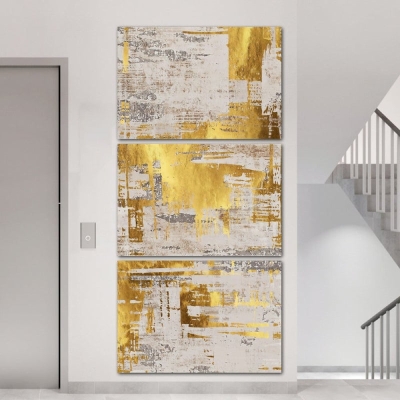 ماركتنا ثلاث لوحات قماشية بتصميم تجريدي مع برواز مجوف مقاس (120×60) ثلاث قطع - Image 1