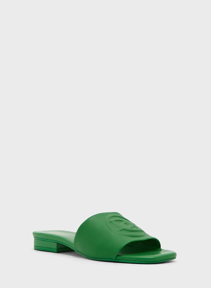 Dune London Lilyana Logo Embossed Flat Sandals