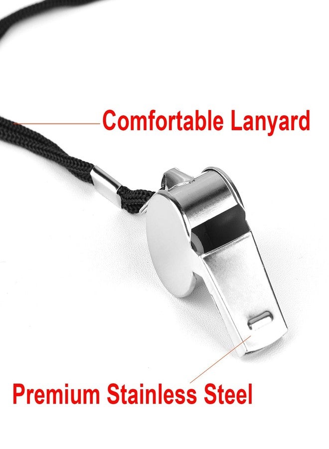 Hipat 24-Pack Stainless Steel Whistles with Lanyards - Loud, Clear Sound for Coaches, Referees, Survival Kits & Outdoor Safety - Image 3