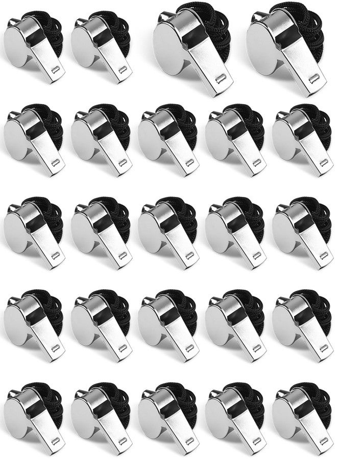Hipat 24-Pack Stainless Steel Whistles with Lanyards - Loud, Clear Sound for Coaches, Referees, Survival Kits & Outdoor Safety - Image 1