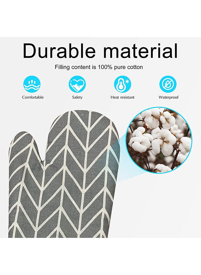 O Ozone Cotton Oven Mitts Pot Holders Heat Resistant Cooking Gloves (Grey)  - Image 2