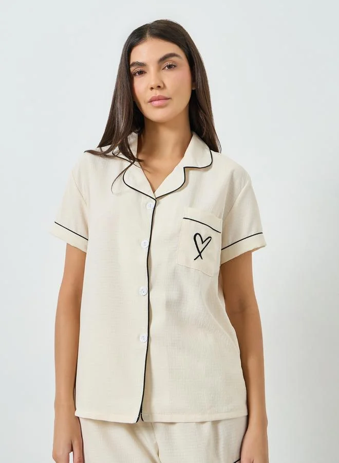 تايك تو مجموعة من شورت وبلوزة بحواف متباينة