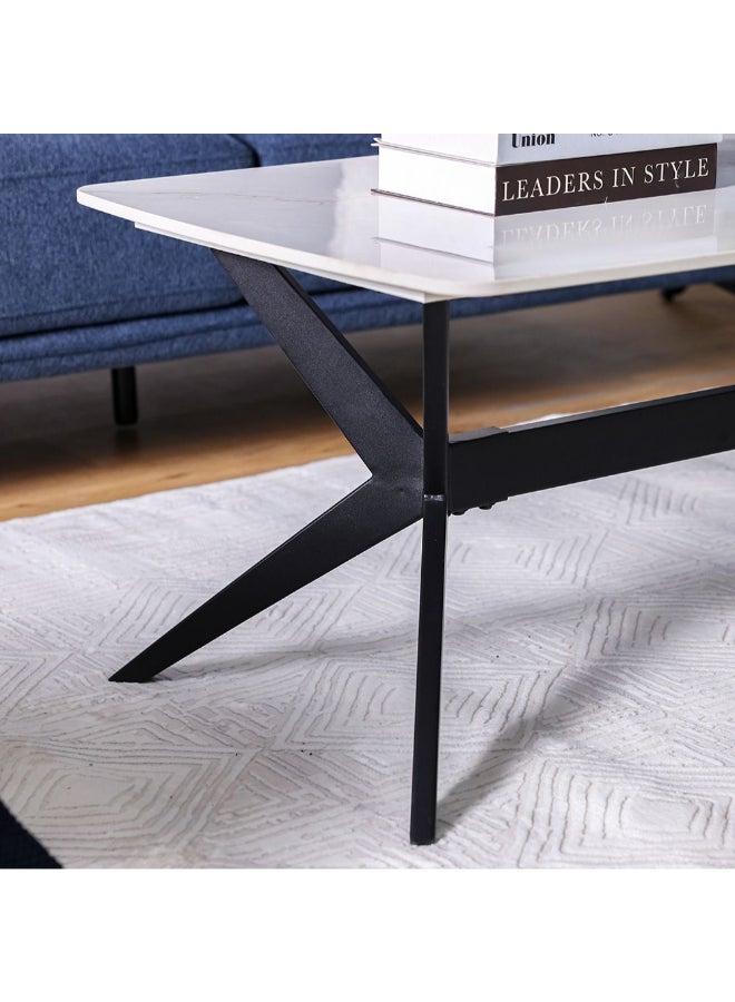 DANUBE HOME Calus Center Table Sintered Stone Multifunctional Living Room Table Space Saving Center Table Modern Design Furniture For Home L 160x90x76 cm Milky White / Black - Image 2