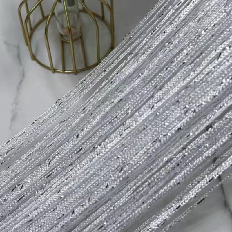 ave split Decorative Door String Curtain Wall Panel Fringe Window Panel Drapes Room Divider Blind Divider Tassel Screen Home 100cm*200cm (white1) - Image 2