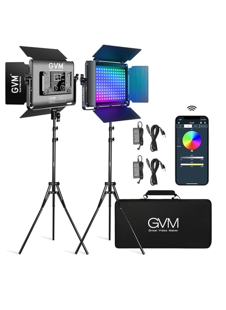 GVM Great Video Maker GVM 680RS 50W RGB LED Studio Video-Light-Kit - 2 Light Kit  - Image 1