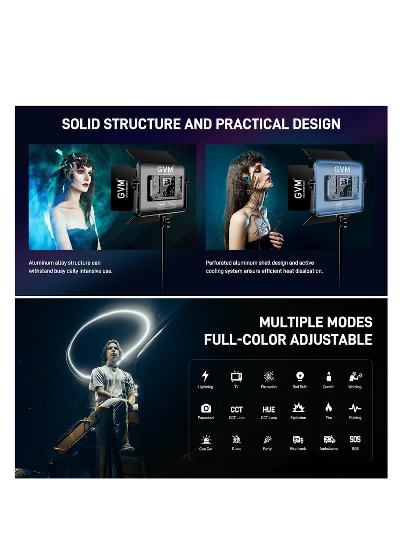 GVM Great Video Maker GVM 680RS 50W RGB LED Studio Video-Light-Kit - 2 Light Kit  - Image 2