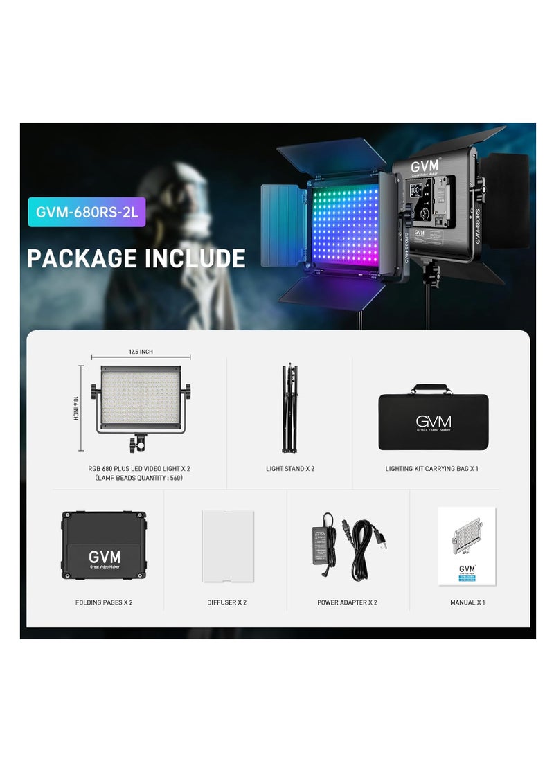 GVM Great Video Maker GVM 680RS 50W RGB LED Studio Video-Light-Kit - 2 Light Kit  - Image 3