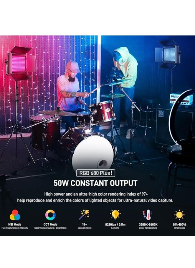 GVM Great Video Maker GVM 680RS 50W RGB LED Studio Video-Light-Kit - 2 Light Kit  - Image 5