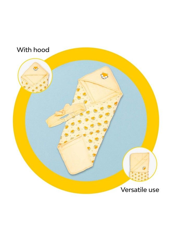 My NewBorn - By 10Club By 10Club 3 In 1 Hooded Baby Blanket Wrapper (Yellow) ; All Season Soft Swaddle ; Nursing Gift ; Receiving Blanket ; Travel Friendly Quilt For Kids ; Unisex Comforter - Image 1