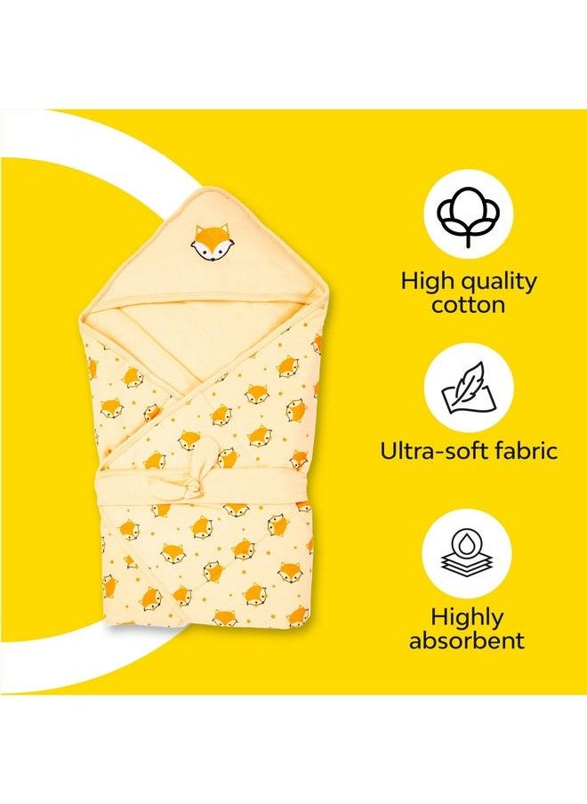 My NewBorn - By 10Club By 10Club 3 In 1 Hooded Baby Blanket Wrapper (Yellow) ; All Season Soft Swaddle ; Nursing Gift ; Receiving Blanket ; Travel Friendly Quilt For Kids ; Unisex Comforter - Image 1