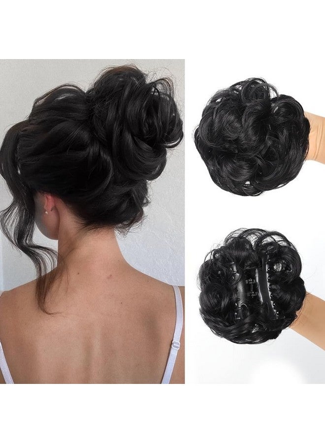 Chanderkash1 Pcs Synthetic Nylon Messy Curly Hair Claw/Clutcher Bun Hair Extension for Women and Girls (Black) - Image 1