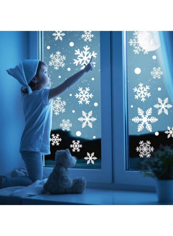 GGEROU ملصقات نافذة رقاقات الثلج زينة المهرجانات ملصقات النوافذ، 4 ورقات ملصقات رقاقات الثلج، بيضاء - Image 2