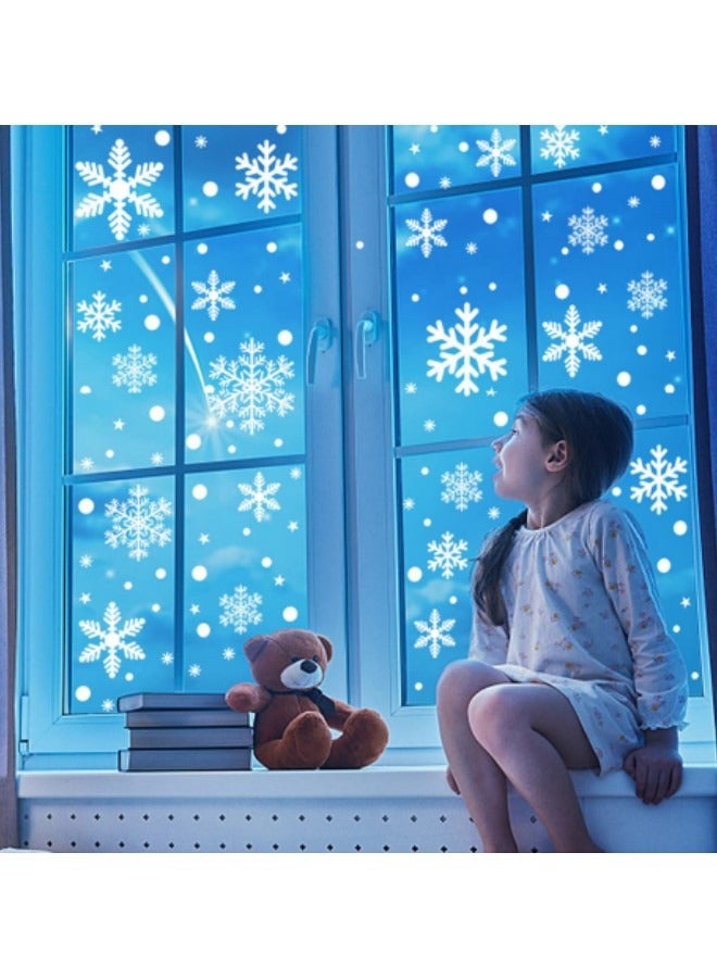 GGEROU ملصقات نافذة رقاقات الثلج زينة المهرجانات ملصقات النوافذ، 4 ورقات ملصقات رقاقات الثلج، بيضاء - Image 3