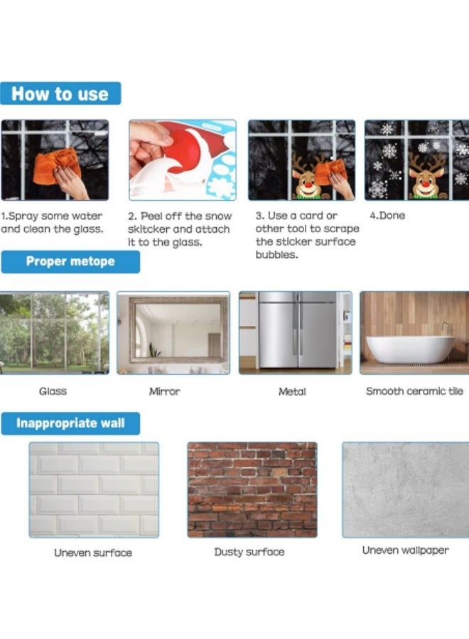 GGEROU ملصقات نافذة رقاقات الثلج زينة المهرجانات ملصقات النوافذ، 4 ورقات ملصقات رقاقات الثلج، بيضاء - Image 5