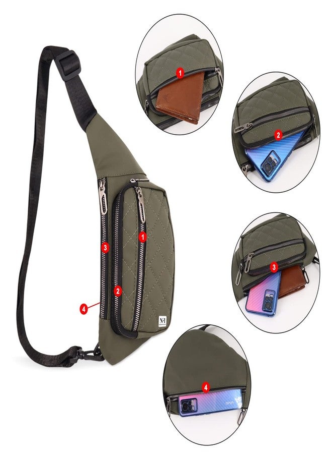 NFI essentials Waist Chest Bag for Men Women Belt Sling Pouch Crossbody Unisex Crossover Fanny Pack One Side Travel Hiking Zip Bag Multipurpose Adjustable Strap Shoulder Running Bag - Image 3