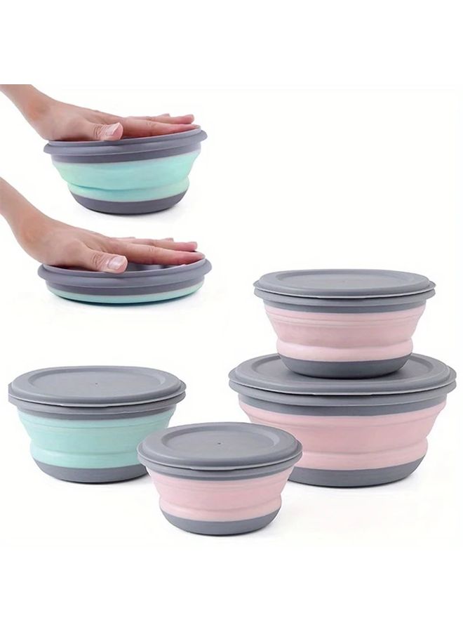 Green 3Pcs Collapsible Camping Bowls with Lids for Travel Outdoor - Image 1