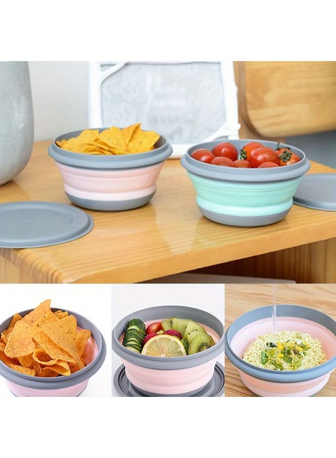 Green 3Pcs Collapsible Camping Bowls with Lids for Travel Outdoor - Image 2