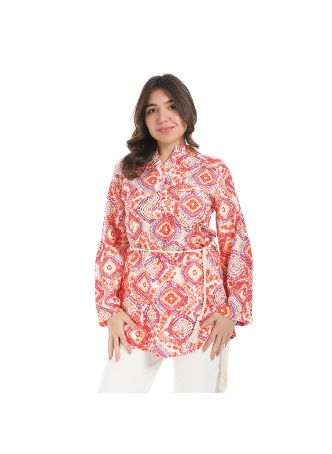 Cocktail 5671-blouse-off white*red - Image 1