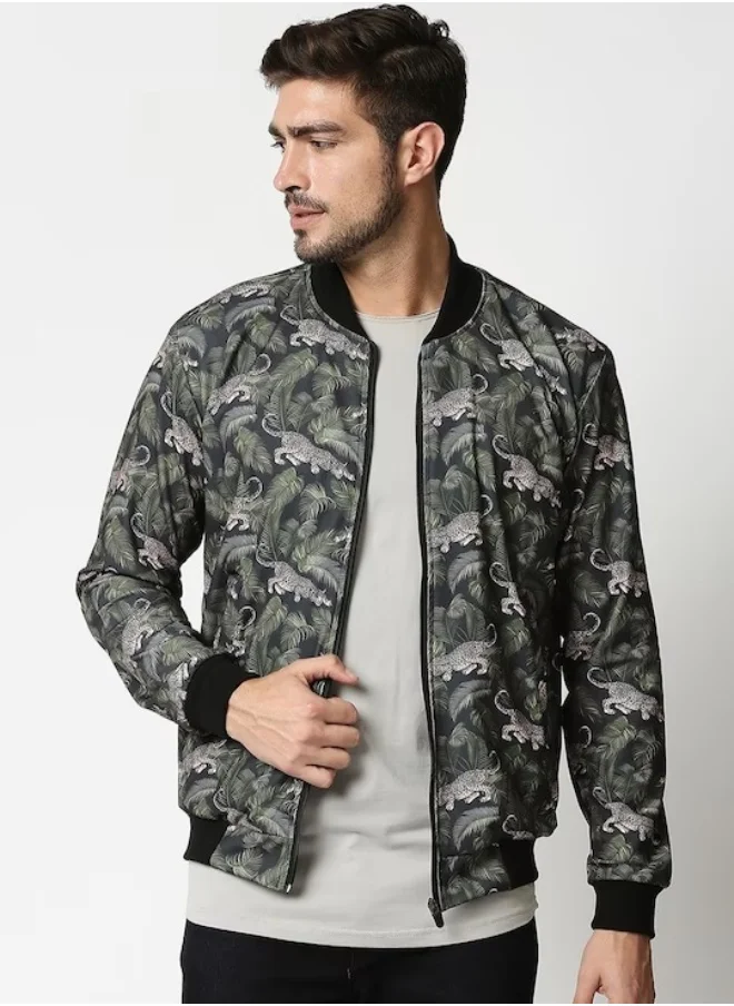 HIGH STAR Mens Multi Colour printed Bomber Jacket