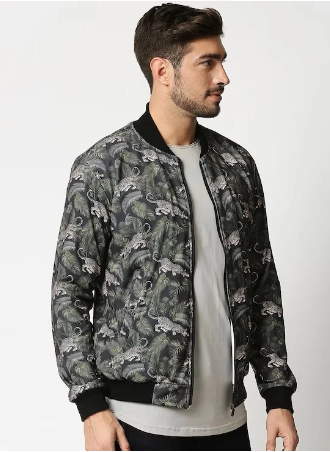 HIGH STAR Mens Multi Colour printed Bomber Jacket