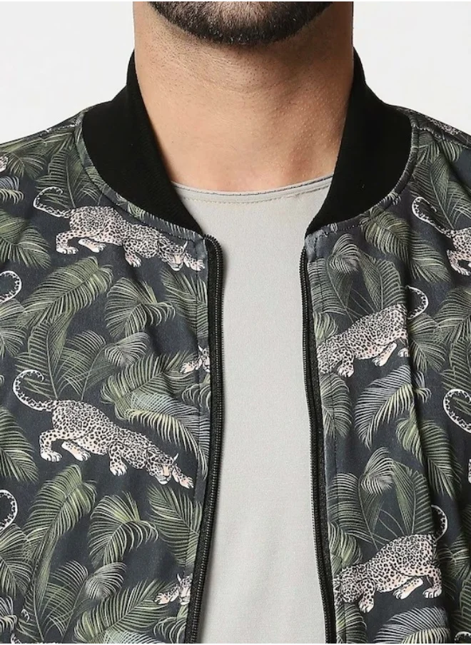 HIGH STAR Mens Multi Colour printed Bomber Jacket
