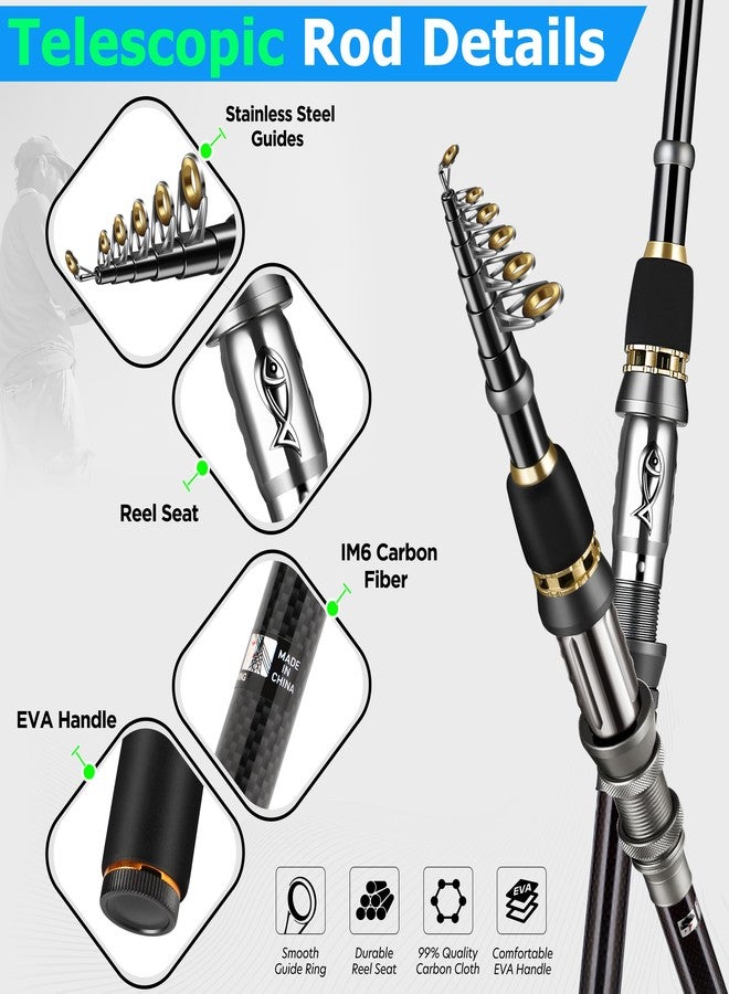 PLUSINNO Telescopic Fishing Rod and Reel Combo with 373PCS Tackle Box, Collapsible Rod and Lures Box, Travel Fish Pole Starter Kit, Fishing Accessories Gear Tackle Lure Kit Gifts for Men Bass Trout - Image 2