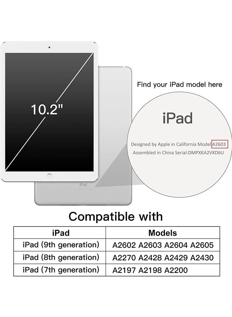 كابتن تيك جراب لجهاز iPad مقاس 10.2 بوصة (الجيل التاسع / الثامن / السابع 2021/2020/2019) مع حامل أقلام رصاص شفاف وغطاء خلفي شفاف وحامل نحيف وغطاء لوحي مقاوم للصدمات للاستيقاظ / النوم التلقائي - Image 2