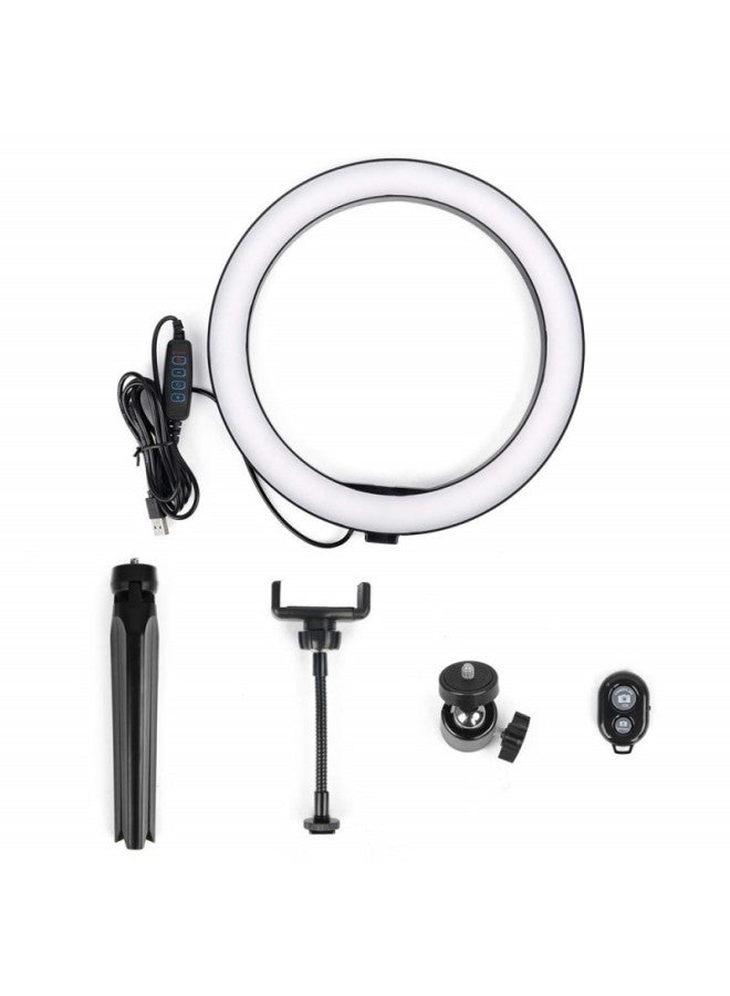Trembles Net Red Live Selfie Beauty Lamp Desktop 8 Inch 20cm Ring Lamp 10 Inch 26cm Fill Light Female-Color:26cm Arc + Gimbal + Mobile Phone Hose Clip + Desktop Bracket + Bluetooth Remote Control  - Image 1