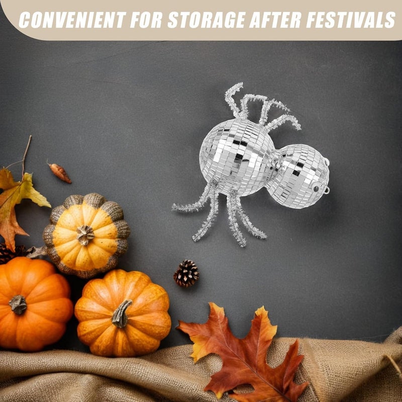 Healifty Halloween Spider: Spider Figurine with Disco Mirror Tiles for Halloween Haunted House Party Decorations Indoor Room Decor - Image 5