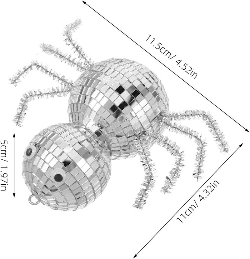 Healifty Halloween Spider: Spider Figurine with Disco Mirror Tiles for Halloween Haunted House Party Decorations Indoor Room Decor - Image 2