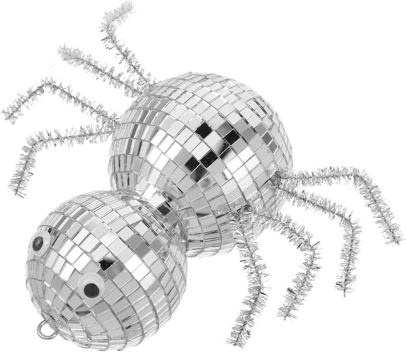 Healifty Halloween Spider: Spider Figurine with Disco Mirror Tiles for Halloween Haunted House Party Decorations Indoor Room Decor - Image 1