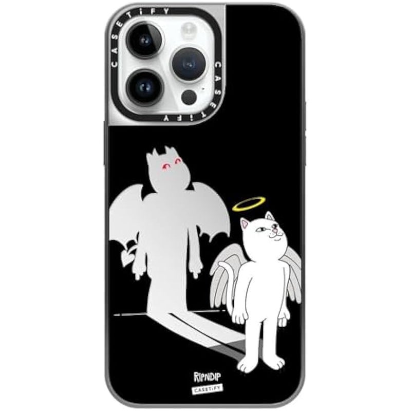 Casetify Mirror Case for iPhone 14 Pro Max 【RipNDip Colab/Reflective / 4.9ft Drop Protection/Compatible with Magsafe】 - Shadow Friend - Silver on Silver - Image 1