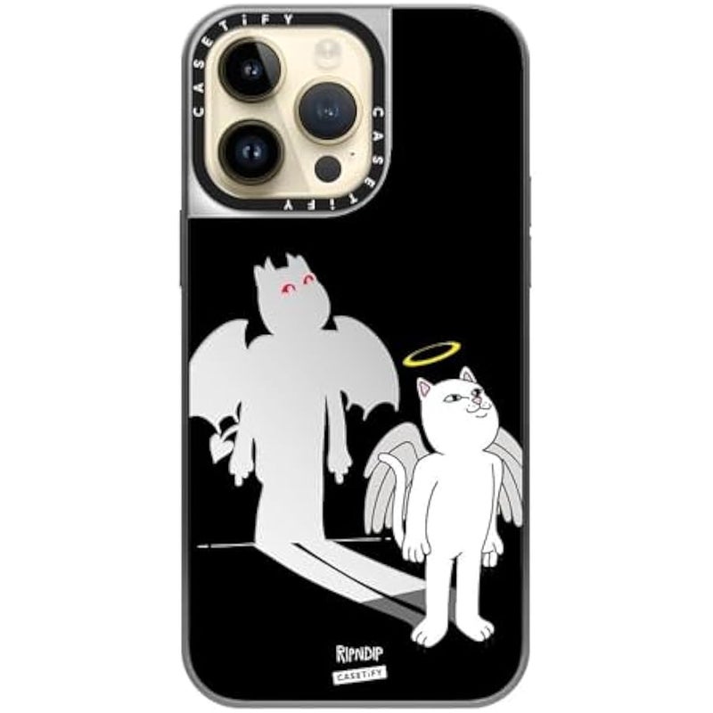 Casetify Mirror Case for iPhone 14 Pro Max 【RipNDip Colab/Reflective / 4.9ft Drop Protection/Compatible with Magsafe】 - Shadow Friend - Silver on Silver - Image 4