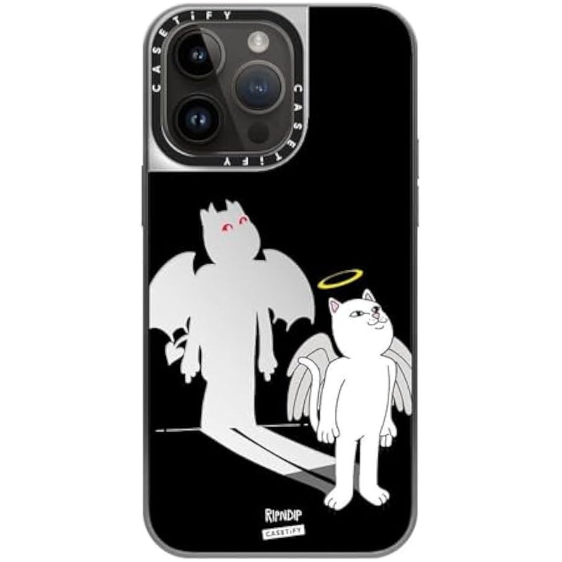 Casetify Mirror Case for iPhone 14 Pro Max 【RipNDip Colab/Reflective / 4.9ft Drop Protection/Compatible with Magsafe】 - Shadow Friend - Silver on Silver - Image 3