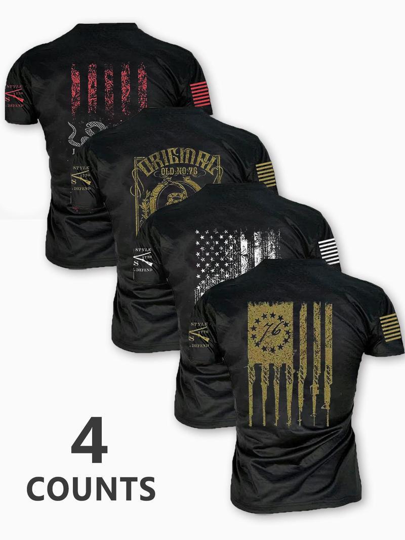 Men'S Wish New American Independence Day Theme Printed Short Sleeve T-Shirt - Image 1