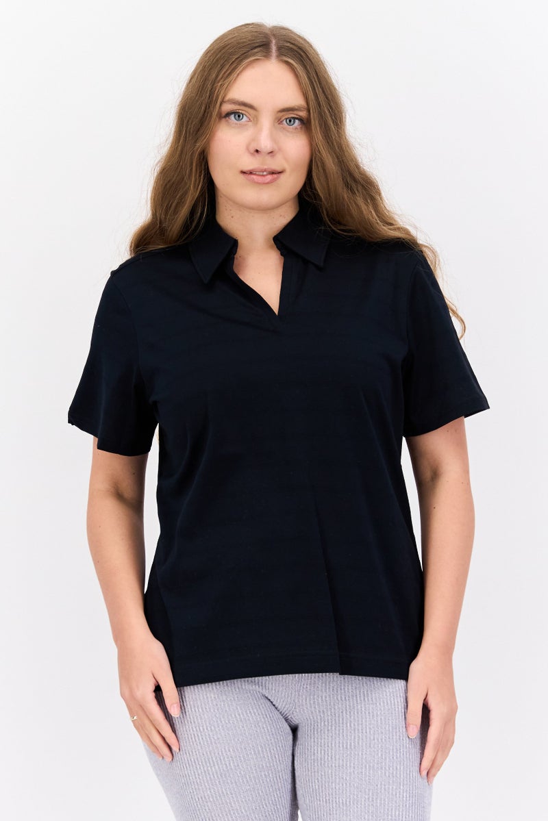 Greg Norman Women Sportswear Fit Short Sleeve Outdoor Polo Shirt, Black  - Image 1