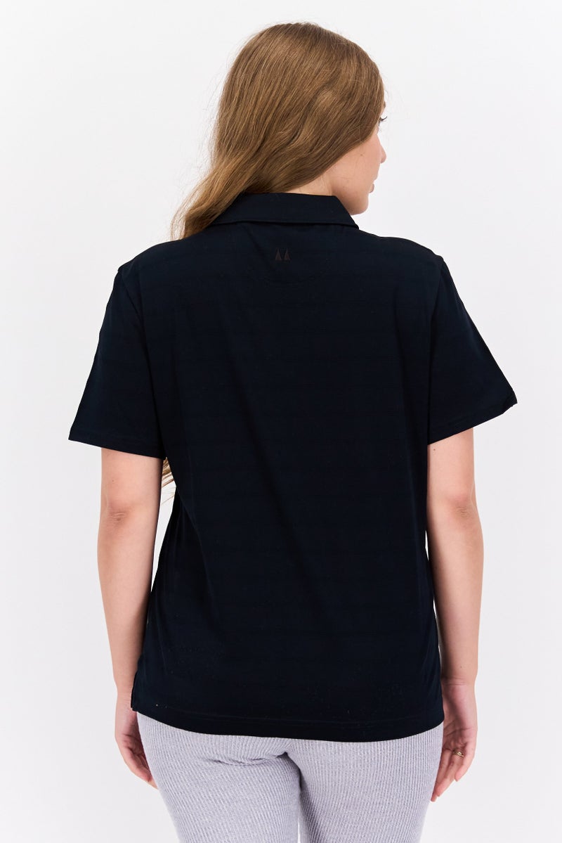 Greg Norman Women Sportswear Fit Short Sleeve Outdoor Polo Shirt, Black  - Image 3