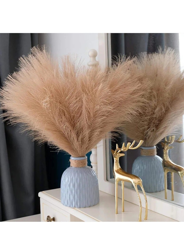 AROAQ Artificial Fluffy Pampas Grass, Elegant Fake Flower Boho Decor, Durable Artificial Flowers For Vase Filler Farmhouse Diy Room Home Wedding Decor, Blue 10pcs  - Image 2