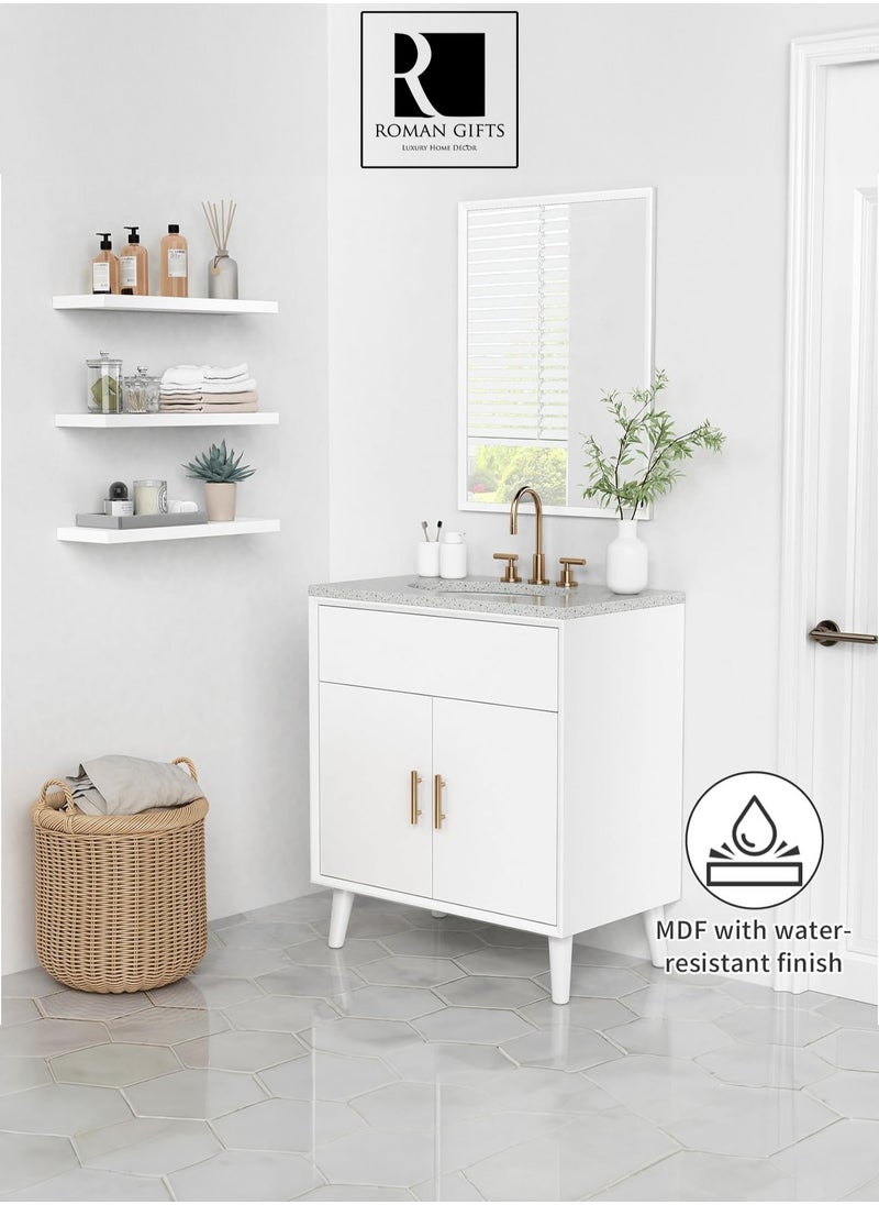 Roman Gifts - Set of 6Pcs Floating Shelves for Wall Decor Wall Shelves for Bedroom Storage Large Deep Wall Mounted Shelves for Bathroom Towels Laundry Living Room Kitchen Closet - Image 1