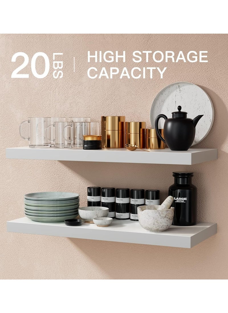 Roman Gifts - Set of 6Pcs Floating Shelves for Wall Decor Wall Shelves for Bedroom Storage Large Deep Wall Mounted Shelves for Bathroom Towels Laundry Living Room Kitchen Closet - Image 1