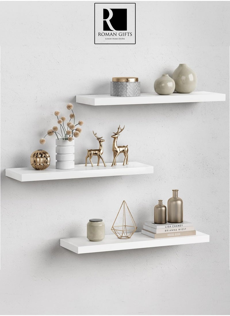 Roman Gifts - Set of 6Pcs Floating Shelves for Wall Decor Wall Shelves for Bedroom Storage Large Deep Wall Mounted Shelves for Bathroom Towels Laundry Living Room Kitchen Closet - Image 1