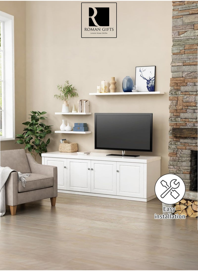 Roman Gifts - Set of 6Pcs Floating Shelves for Wall Decor Wall Shelves for Bedroom Storage Large Deep Wall Mounted Shelves for Bathroom Towels Laundry Living Room Kitchen Closet - Image 1