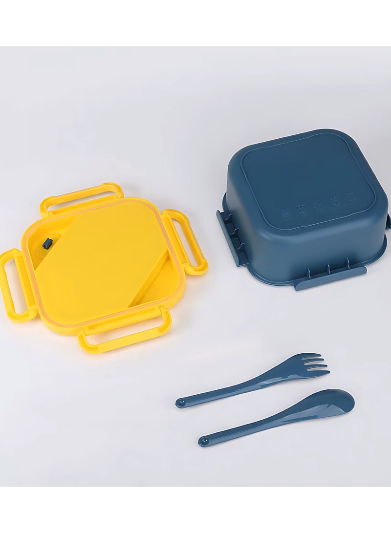 Twisoo Kids Sports Lunch Box and Water Bottle Combo Set, BPA Free, Leakproof Food Grade PP with Chutney Box, Spoon, Fork, and Dividers - Durable and Portable 1120ml + 70ml for School & Travel ( Yellow) - Image 3