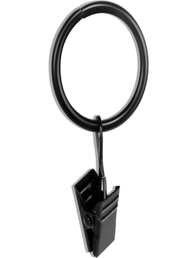 Hanitronic 30 PCS 1-Inch Black Clips Curtain Ring for Curtain Rod, This Small Drapery Curtain Hooks with Clips Hook Fit Up to 0.4~0.75 -inch Drapery Panel - Image 1
