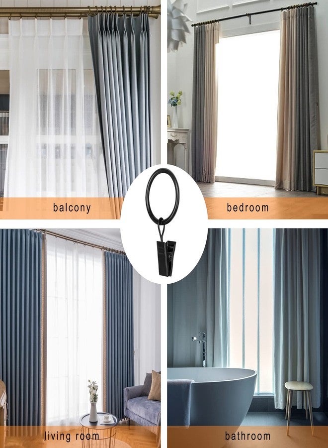 Hanitronic 30 PCS 1-Inch Black Clips Curtain Ring for Curtain Rod, This Small Drapery Curtain Hooks with Clips Hook Fit Up to 0.4~0.75 -inch Drapery Panel - Image 5