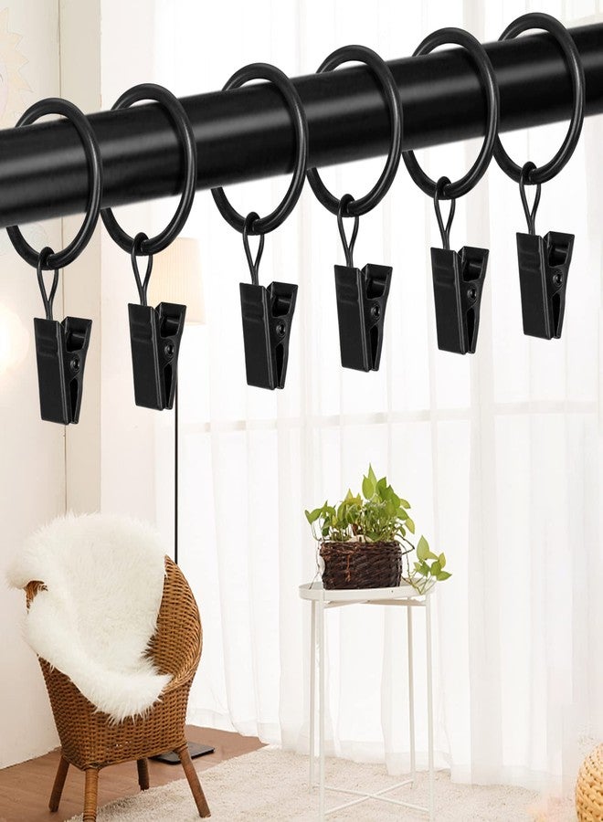 Hanitronic 30 PCS 1-Inch Black Clips Curtain Ring for Curtain Rod, This Small Drapery Curtain Hooks with Clips Hook Fit Up to 0.4~0.75 -inch Drapery Panel - Image 3